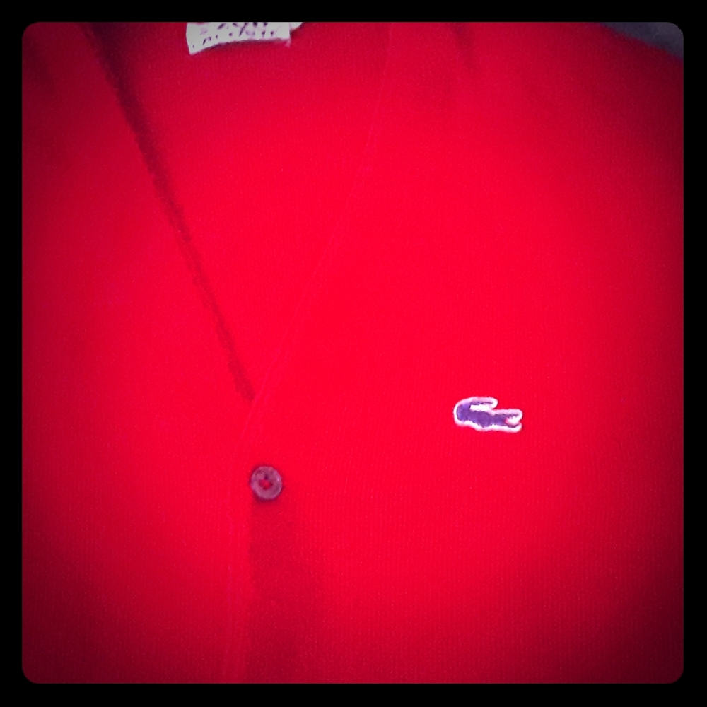 1960's Izod Lacoste Bright Red Cardigan Sweater